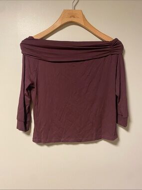 Corey Lynn Calter Off-Shoulder Three-Quarter Sleeve Top - Plum